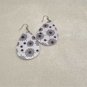 Halloween Leather Style Spider Earrings NEW